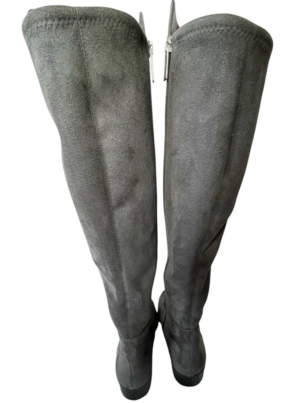 Michael Kors Bromley Flat Tall Riding Boots Stretch Suede Charcoal
